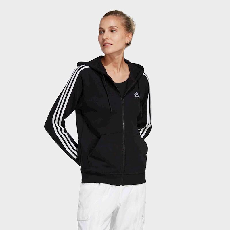 adidas Womens 3 Stripes French Terry Full Zip Hoody Rebel Sport