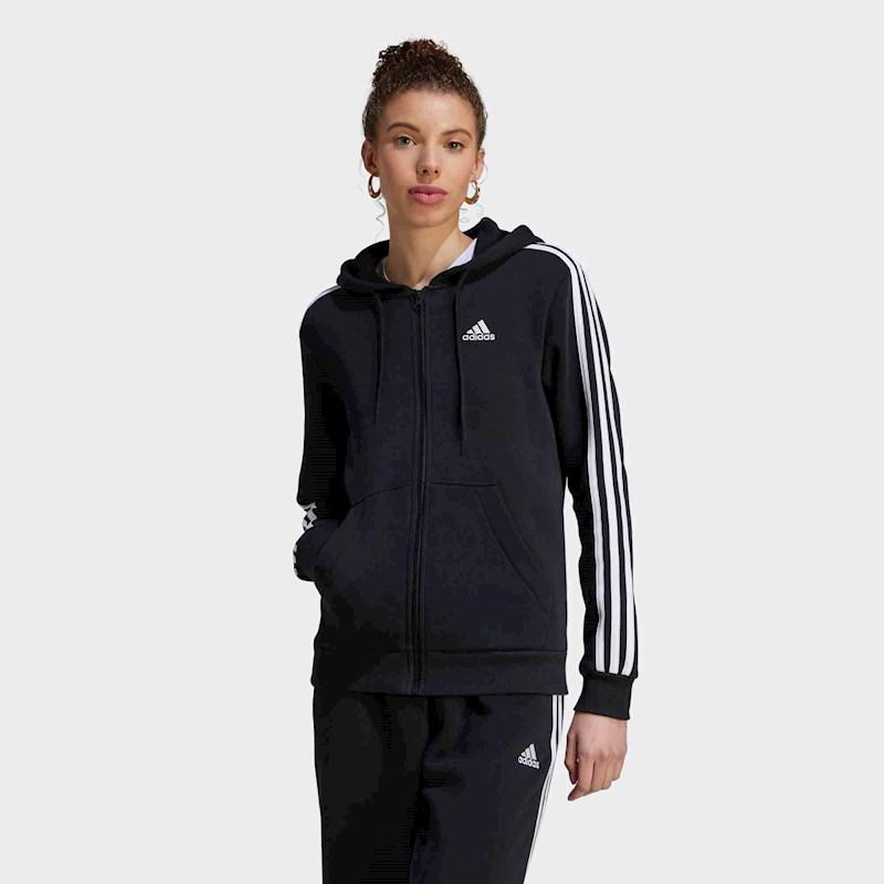 adidas Womens Essentials 3 Stripes Fleece Full Zip Hoody | Rebel Sport