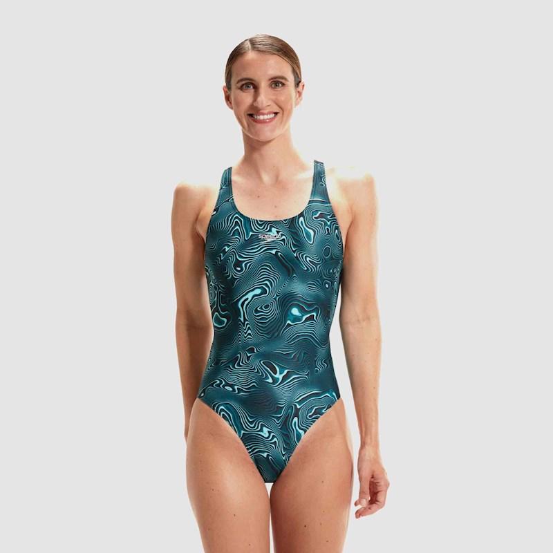 Speedo Womens Digital Placement Leaderback Swimsuit Rebel Sport