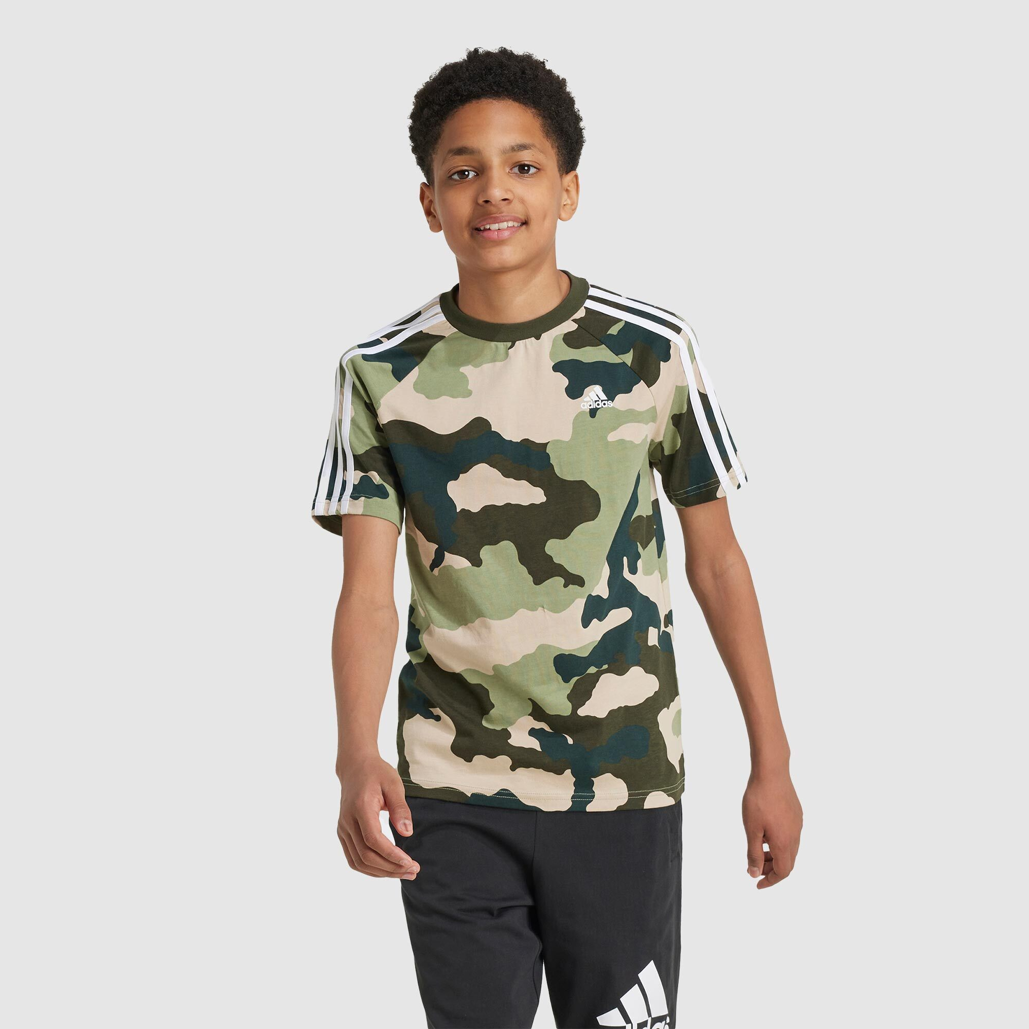 adidas Boys Essentials All Over Print Camo Tshirt