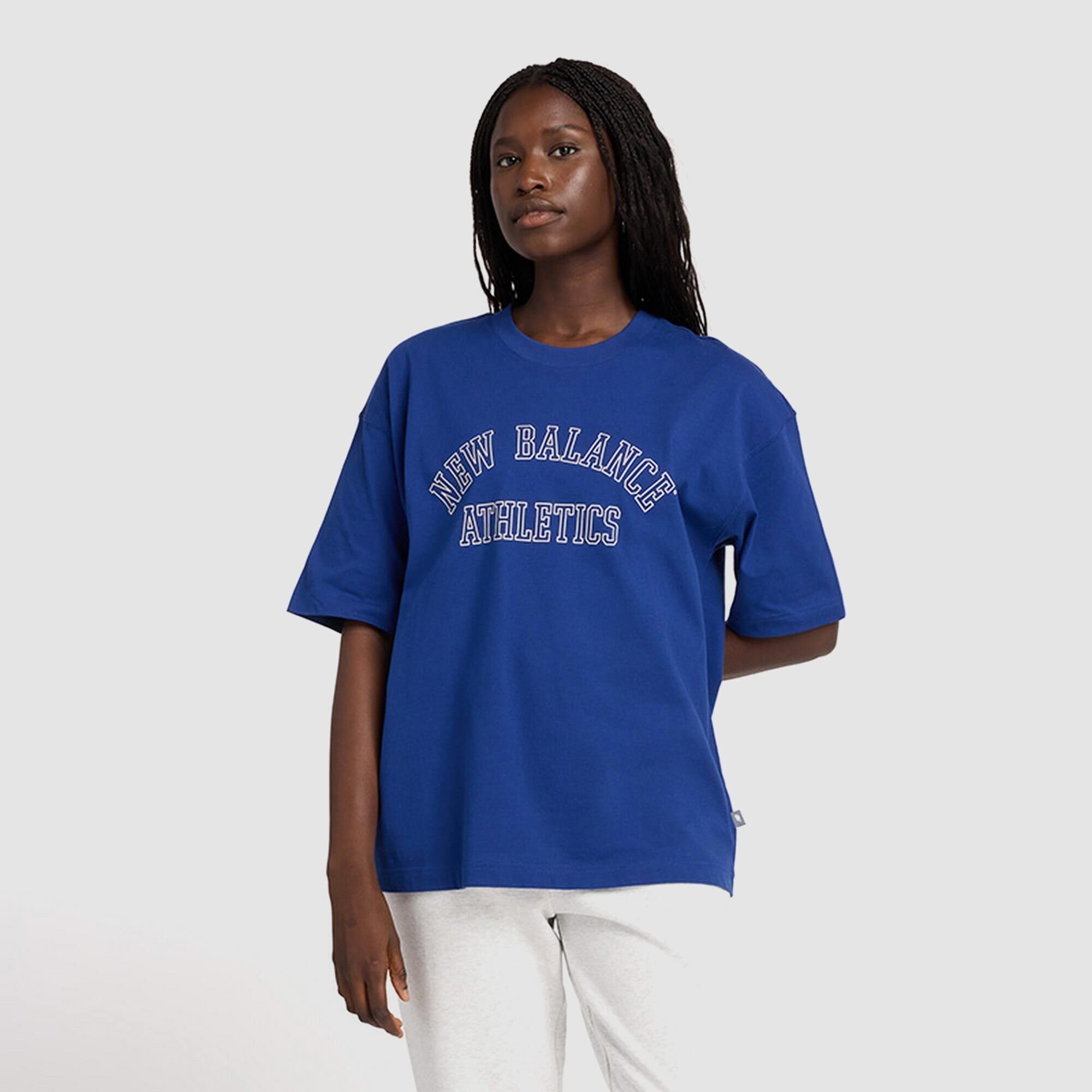 New Balance Womens Linear Heritage Jersey Oversized Tshirt